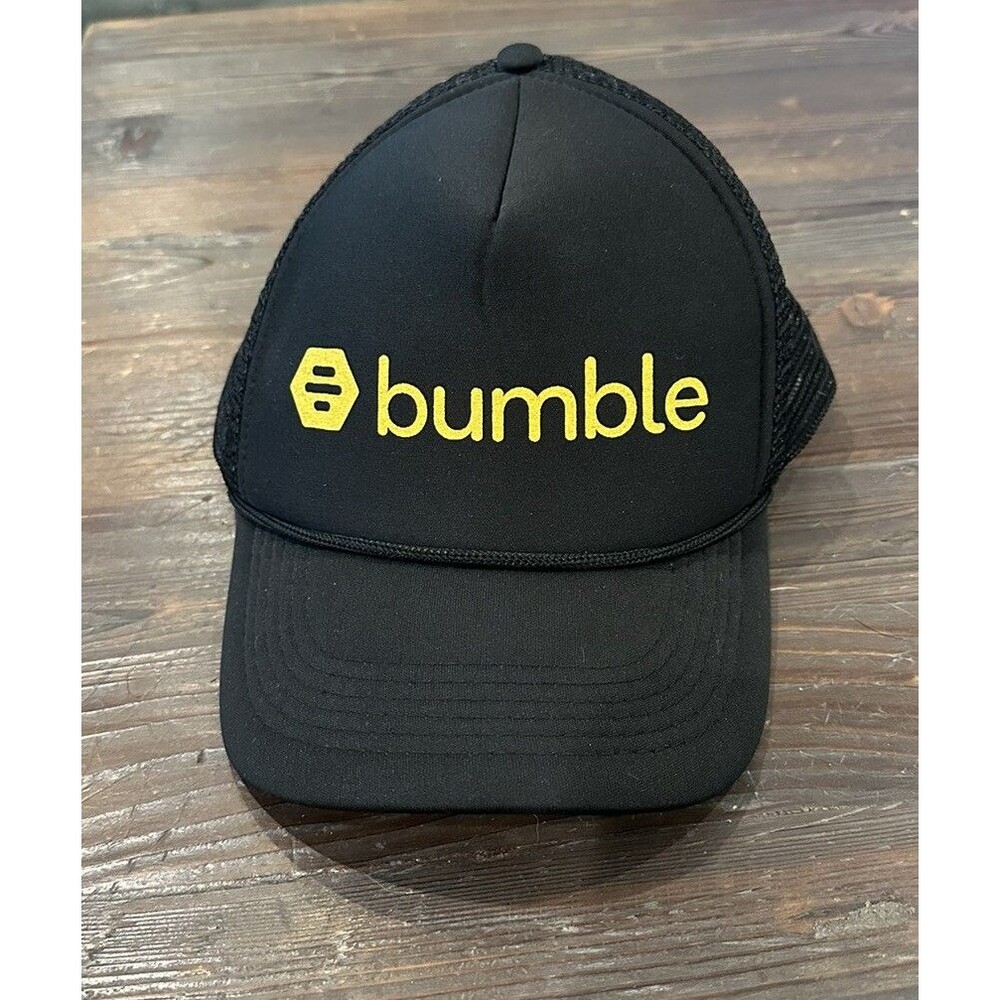 Bumble Dating App Make The First Move Black Foam Hat Cap OSFA Snapback Mesh